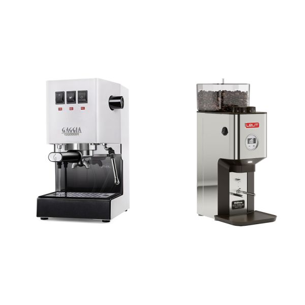 Gaggia New Classic E24, white + Lelit William PL72-P