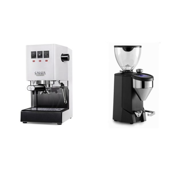 Gaggia New Classic E24, white + Rocket Espresso FAUSTO 2.1, black