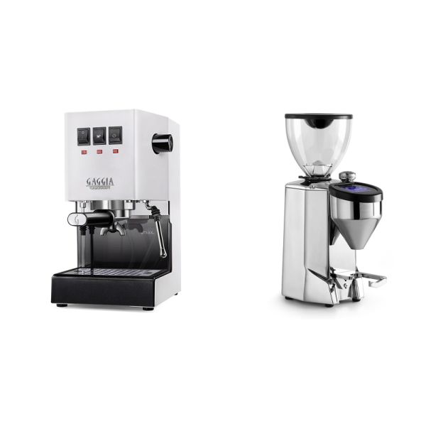 Gaggia New Classic E24, white + Rocket Espresso FAUSTO 2.1, chrome