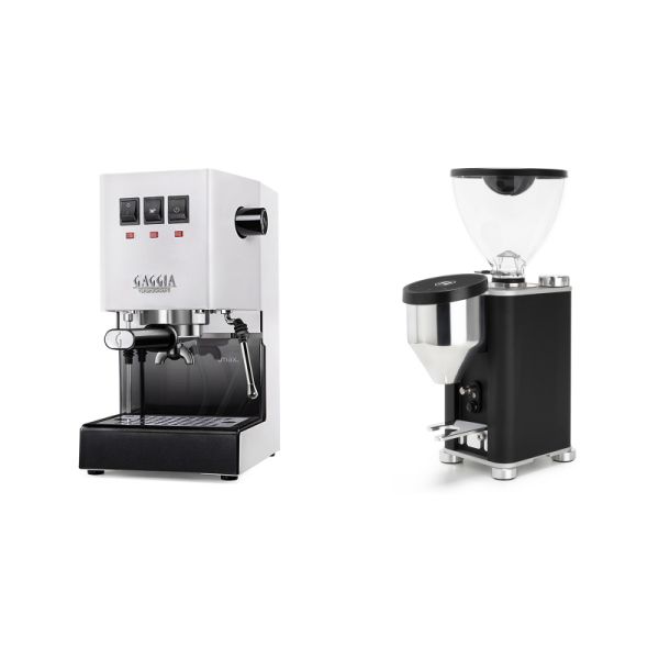 Gaggia New Classic E24, white + Rocket Espresso GIANNINO, black/chrome