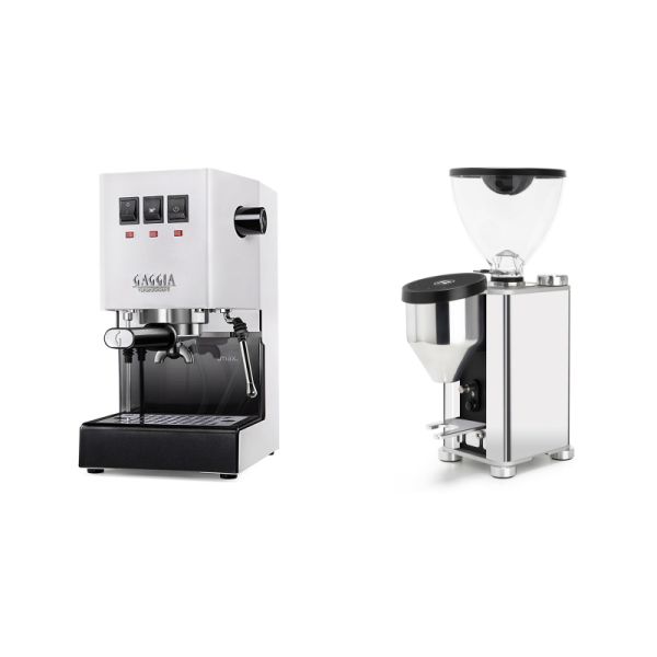 Gaggia New Classic E24, white + Rocket Espresso GIANNINO, chrome/black