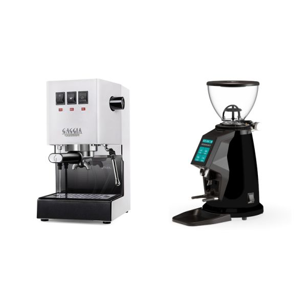 Gaggia New Classic E24, white + Rocket Espresso SPLUGA, black