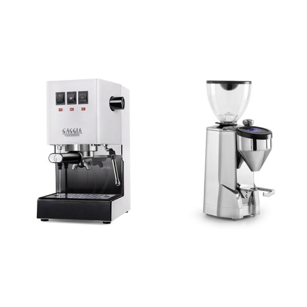 Gaggia New Classic E24, white + Rocket Espresso SUPER FAUSTO, chrome