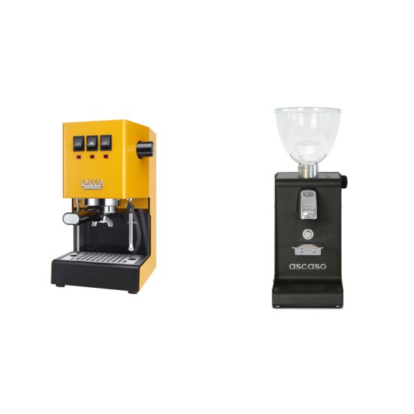 Gaggia New Classic E24, yellow + Ascaso i-steel, black