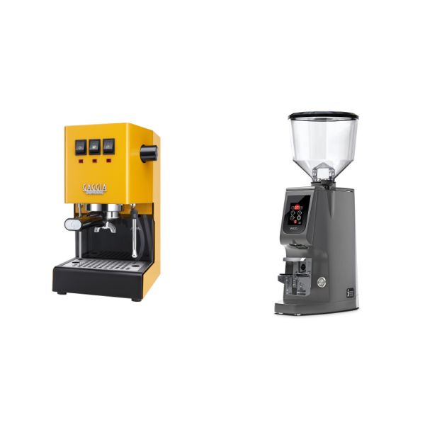 Gaggia New Classic E24, yellow + Eureka Atom W 65, grey