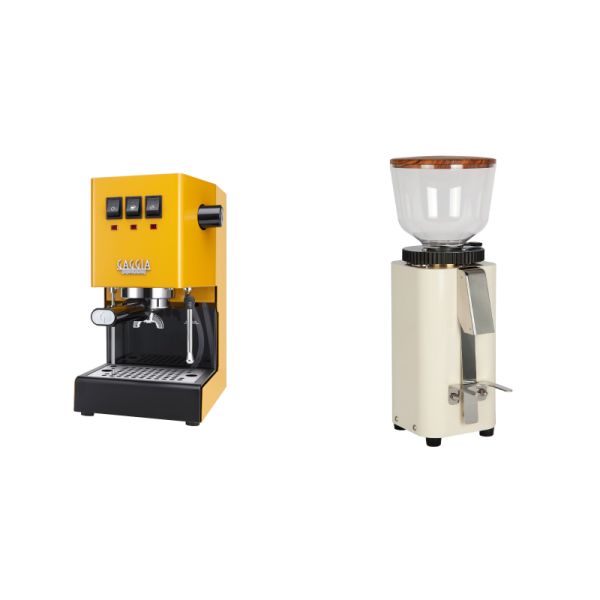 Gaggia New Classic E24, yellow + ECM C-Manuale 54, cream, olive