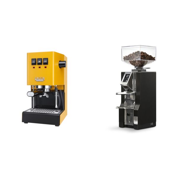 Gaggia New Classic E24, yellow + Eureka Mignon Libra, CR black