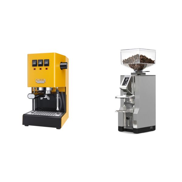 Gaggia New Classic E24, yellow + Eureka Mignon Libra, CR grey