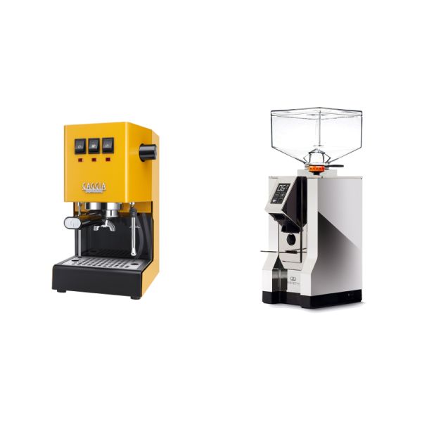 Gaggia New Classic E24, yellow + Eureka Mignon Perfetto, CR chrome