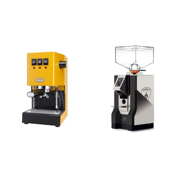 Gaggia New Classic E24, yellow + Eureka Mignon Perfetto, NX black