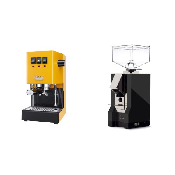 Gaggia New Classic E24, yellow + Eureka Mignon Silenzio, CR black