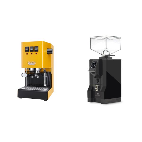 Gaggia New Classic E24, yellow + Eureka Mignon Specialita, BL black