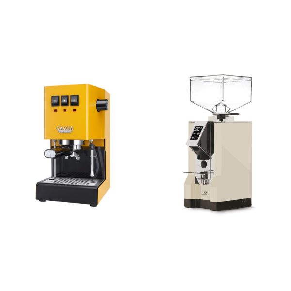 Gaggia New Classic E24, yellow + Eureka Mignon Specialita, CR cream