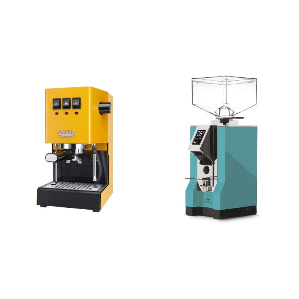 Gaggia New Classic E24, yellow + Eureka Mignon Specialita, CR tiffany blue