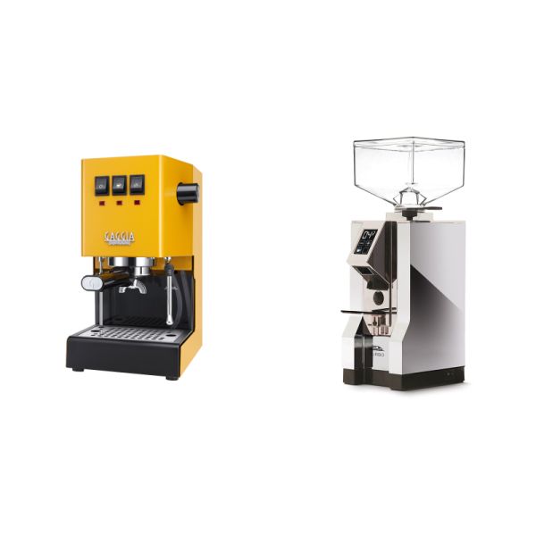 Gaggia New Classic E24, yellow + Eureka Mignon Turbo, CR chrome