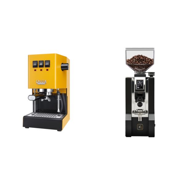 Gaggia New Classic E24, yellow + Eureka Mignon XL, CR black