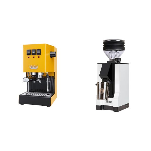 Gaggia New Classic E24, yellow + Eureka Mignon Zero, BL white