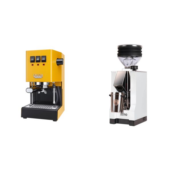 Gaggia New Classic E24, yellow + Eureka Mignon Zero, CR white