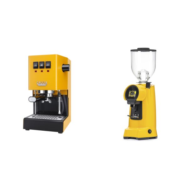 Gaggia New Classic E24, yellow + Eureka Helios 65, yellow