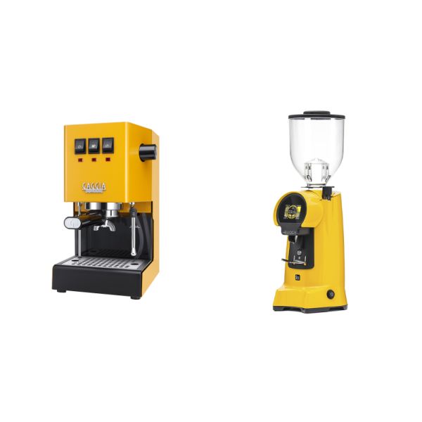 Gaggia New Classic E24, yellow + Eureka Helios 75, yellow