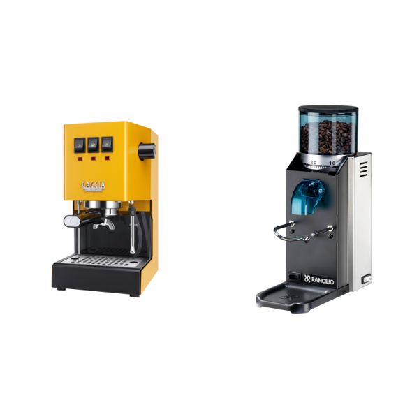 Gaggia New Classic E24, yellow + Rancilio Rocky Doserless