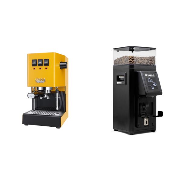 Gaggia New Classic E24, yellow + Rancilio STILE, black