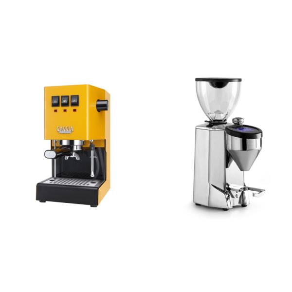 Gaggia New Classic E24, yellow + Rocket Espresso FAUSTO 2.1, chrome