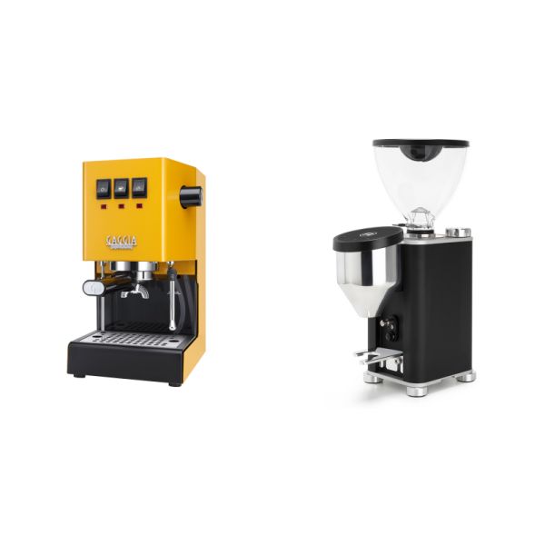 Gaggia New Classic E24, yellow + Rocket Espresso GIANNINO, black/chrome