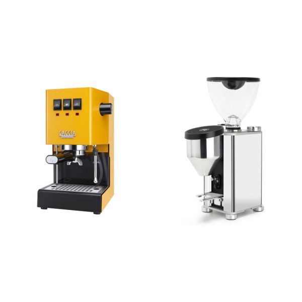 Gaggia New Classic E24, yellow + Rocket Espresso GIANNINO, chrome/black