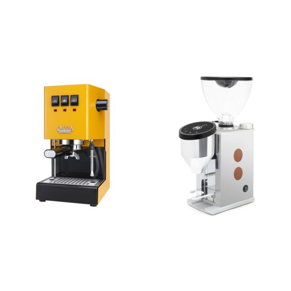 Gaggia New Classic E24, yellow + Rocket Espresso FAUSTINO 3.1, copper