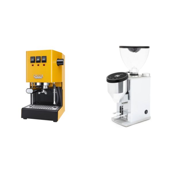 Gaggia New Classic E24, yellow + Rocket Espresso FAUSTINO 3.1, chrome