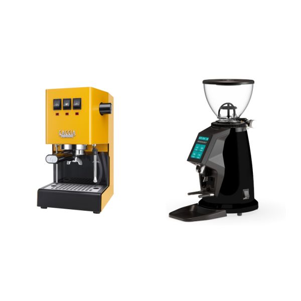 Gaggia New Classic E24, yellow + Rocket Espresso SPLUGA, black