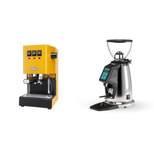 Gaggia New Classic E24, yellow + Rocket Espresso SPLUGA, chrome