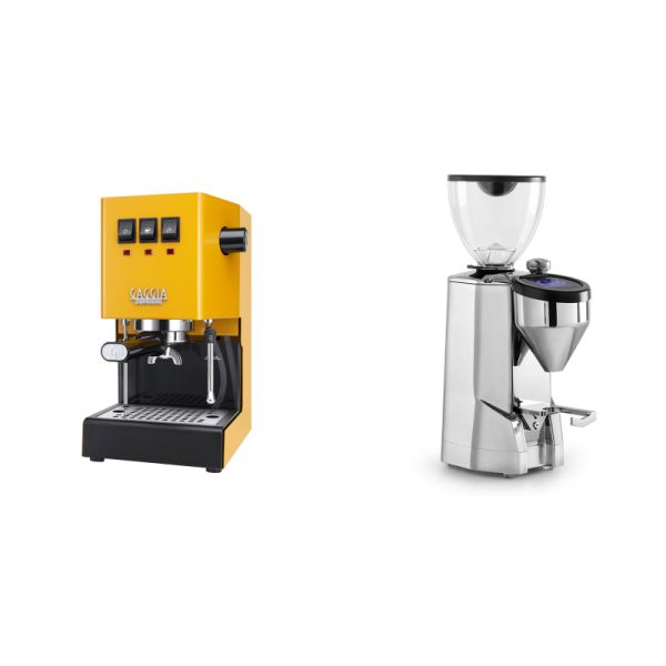 Gaggia New Classic E24, yellow + Rocket Espresso SUPER FAUSTO, chrome