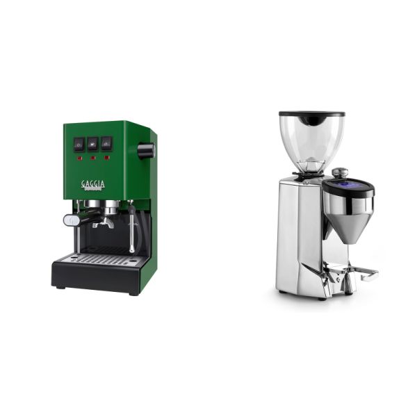 Gaggia New Classic EVO, green + Rocket Espresso FAUSTO 2.1, chrome