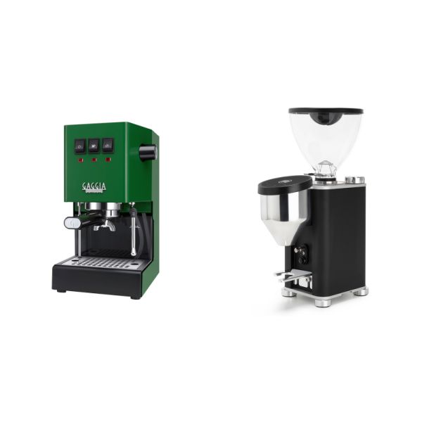 Gaggia New Classic EVO BC, green + Rocket Espresso GIANNINO, black/chrome