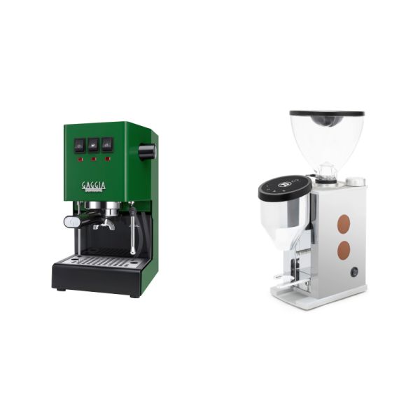 Gaggia New Classic EVO BC, green + Rocket Espresso FAUSTINO 3.1, copper