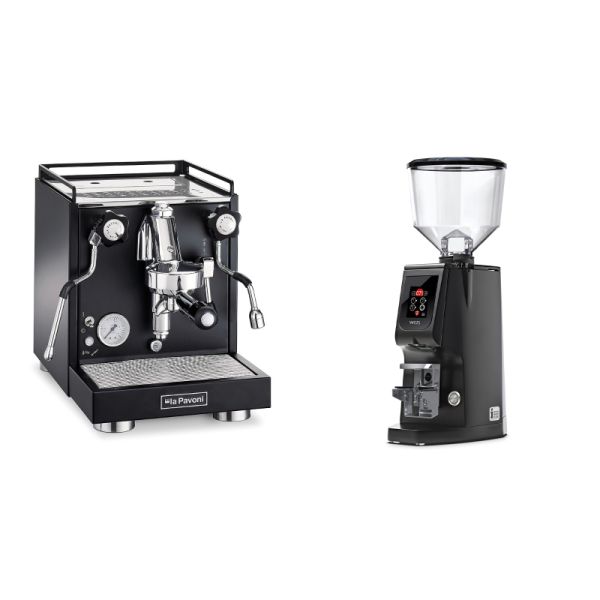 La Pavoni Cellini Classic, black + Eureka Atom W 65, black