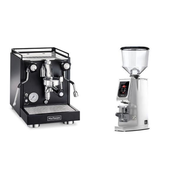 La Pavoni Cellini Classic, black + Eureka Atom W 65, chrome