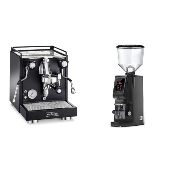 La Pavoni Cellini Classic, black + Eureka Atom W 75, black