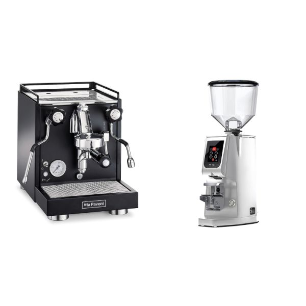 La Pavoni Cellini Classic, black + Eureka Atom W 75, chrome