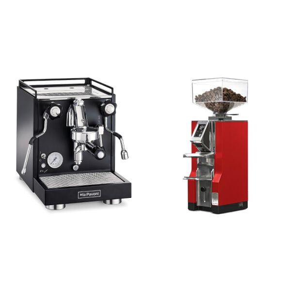 La Pavoni Cellini Classic, black + Eureka Mignon Libra, CR ferrari red