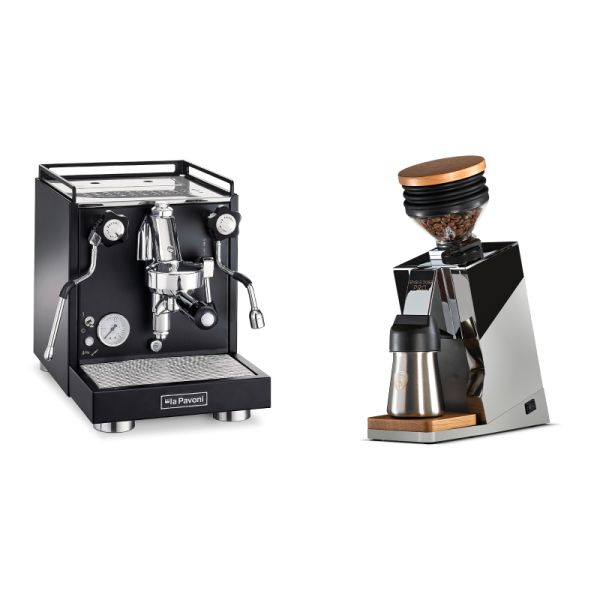 La Pavoni Cellini Classic, black + Eureka Mignon Single Dose PRO, Chrome & Oak