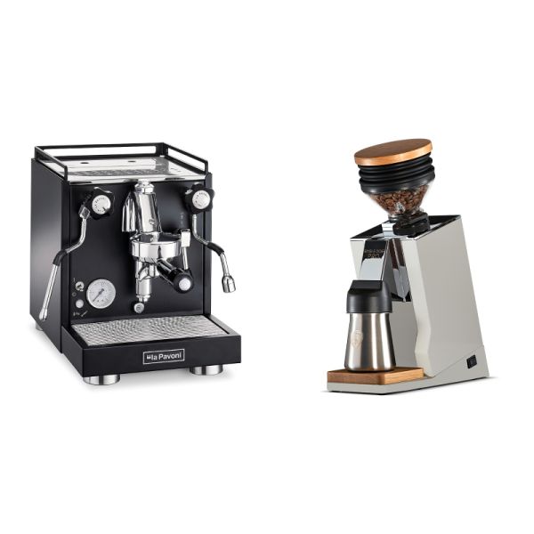 La Pavoni Cellini Classic, black + Eureka Mignon Single Dose PRO, White & Oak