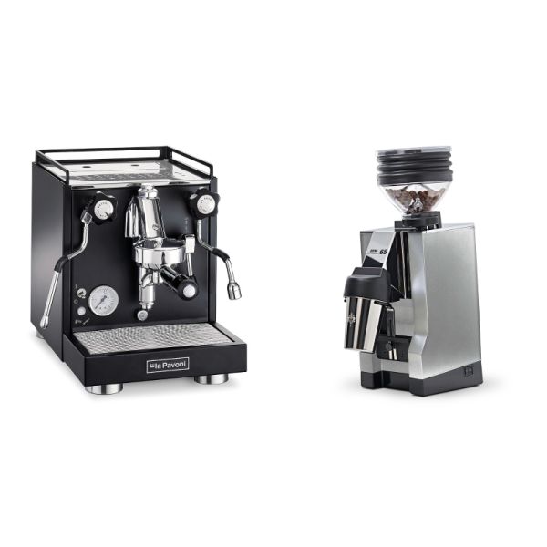 La Pavoni Cellini Classic, black + Eureka Mignon Zero 65 All Purpose, CR chrome