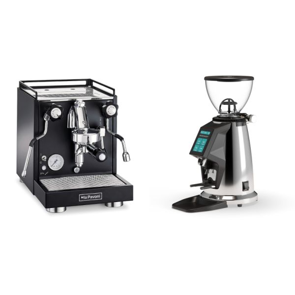 La Pavoni Cellini Classic, black + Rocket Espresso SPLUGA, chrome