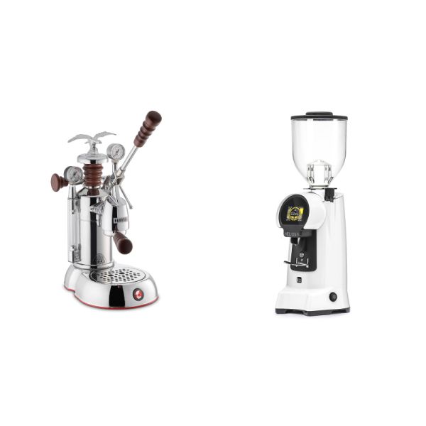 La Pavoni Esperto Abile + Eureka Helios 75, white