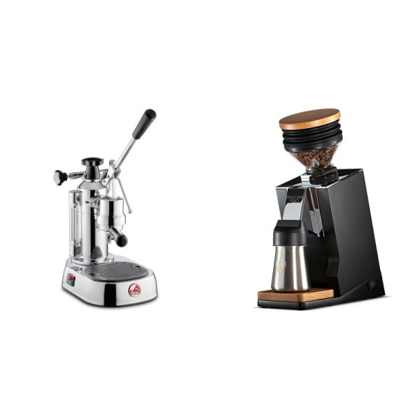 La Pavoni Europiccola Lusso + Eureka Mignon Single Dose PRO, Black & Oak