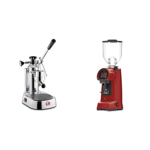 La Pavoni Europiccola Lusso + Eureka Helios 75, ferrari red