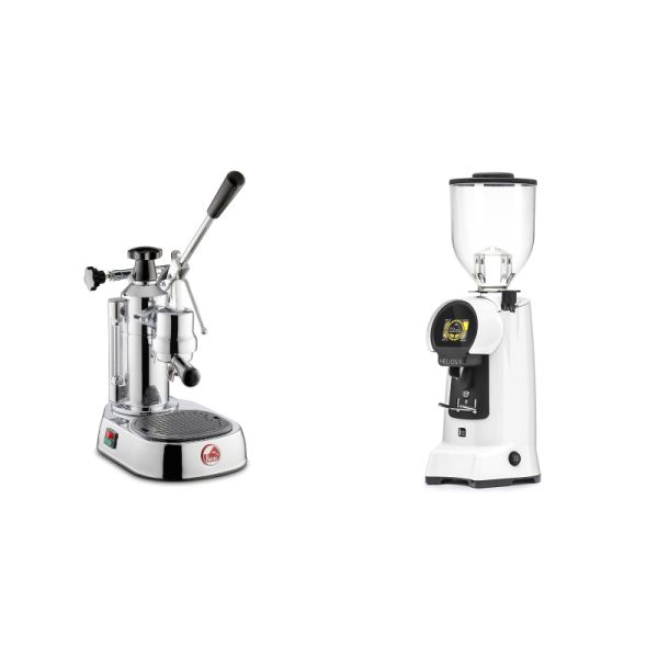 La Pavoni Europiccola Lusso + Eureka Helios 75, white